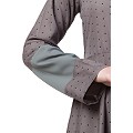Polka dotted full flare abaya- Grey